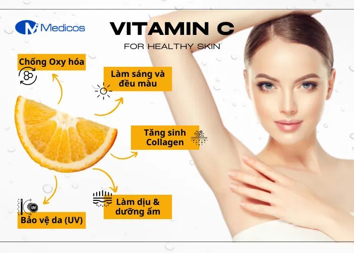 Công dụng cho da của Vitamin C - thành phần trong gia công kem trị thâm nách