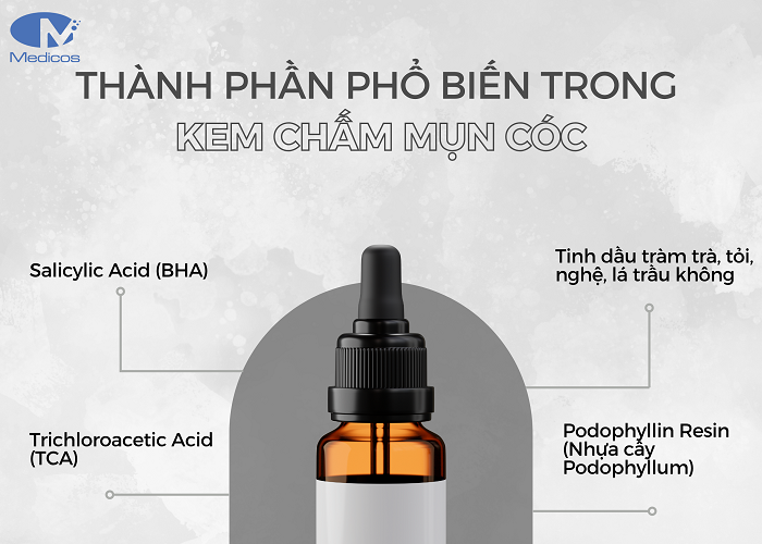Thành phần phổ biến trong kem chấm mụn cóc