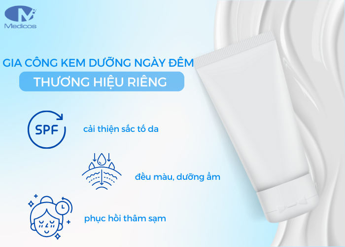 Gia công kem dưỡng trắng da ban đêm và ban ngày