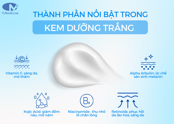 Thành phần nổi bật trong kem trắng da được ưa chuộng