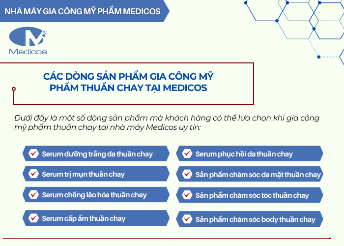 Các dòng sản phẩm có thể gia công mỹ phẩm thuần chay tại nhà máy uy tín Medicos