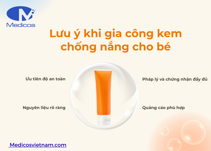 Những lưu ý cần chú ý khi gia công kem chống nắng cho bé