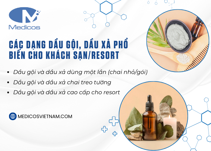 Các dòng sản phẩm dầu gội và dầu xả phổ biến nhất hiện nay cho khách sạn, resort